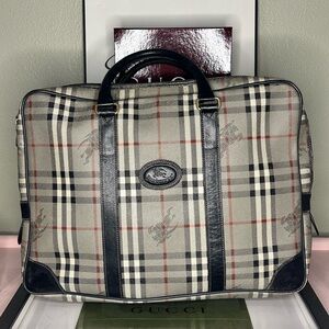 Burberry Nova Check  Briefcase - Black, Gray, and Red